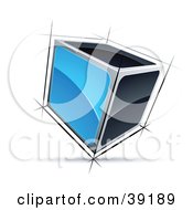 Poster, Art Print Of Pre-Made Logo Of A 3d Cube With Blue And Black Sides