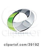 Clipart Illustration Of A Pre Made Logo Of A Chrome And Green Circling Ring by beboy