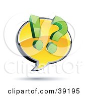 Poster, Art Print Of Yellow Customer Service Chat Window With A Question Mark And Exclamation Point