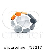Poster, Art Print Of Pre-Made Logo Of A Circle Of Three Orange Gray And Black People Holding Hands