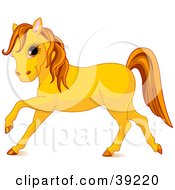 Poster, Art Print Of Cute Orange Horse Prancing