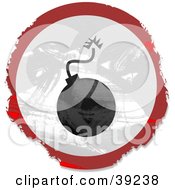 Clipart Illustration Of A Grungy Red White And Black Circular Bomb Sign
