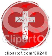 Clipart Illustration Of A Grungy Red Circular Cross Cracking Cross Sign by Prawny