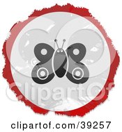 Poster, Art Print Of Grungy Red White And Black Circular Butterfly Sign