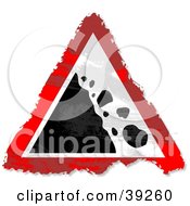 Clipart Illustration Of A Grungy Red White And Black Triangular Falling Rocks Sign
