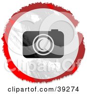 Poster, Art Print Of Grungy Red White And Black Circular Camera Sign