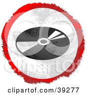 Poster, Art Print Of Grungy Red White And Black Circular Cd Sign