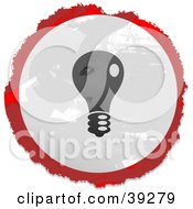 Clipart Illustration Of A Grungy Red White And Black Circular Light Bulb Sign