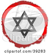Grungy Red White And Black Circular Star Of David Sign