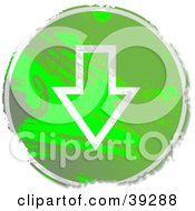 Clipart Illustration Of A Grungy Green Circular Down Arrow Sign