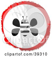 Poster, Art Print Of Grungy Red White And Black Circular Honey Bee Sign