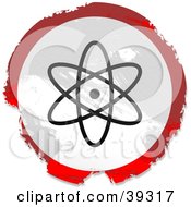 Poster, Art Print Of Grungy Red White And Black Circular Atom Sign