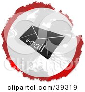 Poster, Art Print Of Grungy Red White And Black Circular Email Envelope Sign