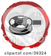 Clipart Illustration Of A Grungy Red White And Black Circular Film Reel Sign