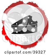 Clipart Illustration Of A Grungy Red White And Black Circular Swiss Cheese Sign by Prawny