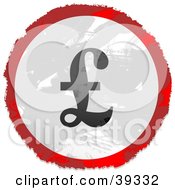 Clipart Illustration Of A Grungy Red White And Black Circular Pound Currency Sign