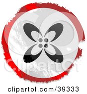 Clipart Illustration Of A Grungy Red White And Black Circular Floral Sign by Prawny