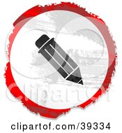 Clipart Illustration Of A Grungy Red White And Black Circular Pencil Sign