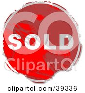 Poster, Art Print Of Grungy Red Circular Sold Sign