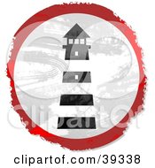 Poster, Art Print Of Grungy Red White And Black Circular Lighthouse Sign