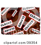 Clipart Illustration Of A Background Of Grungy Red And White Closed Signs by Prawny