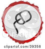 Clipart Illustration Of A Grungy Red White And Black Circular Computer Mouse Sign
