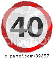 Grungy Red White And Black Circular 40 Sign