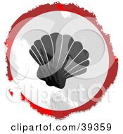 Poster, Art Print Of Grungy Red White And Black Circular Sea Shell Sign