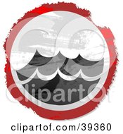 Poster, Art Print Of Grungy Red White And Black Circular Surf Sign
