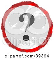 Poster, Art Print Of Grungy Red White And Black Circular Question Mark Sign