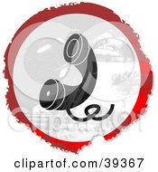 Clipart Illustration Of A Grungy Red White And Black Circular Telehone Sign