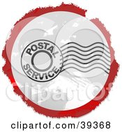 Poster, Art Print Of Grungy Red White And Black Circular Postal Sign