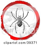 Clipart Illustration Of A Grungy Red White And Black Circular Spider Sign by Prawny
