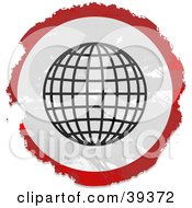 Clipart Illustration Of A Grungy Red White And Black Circular Wire Globe Sign by Prawny