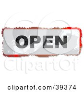 Clipart Illustration Of A Grungy Red White And Black Rectangular Open Sign