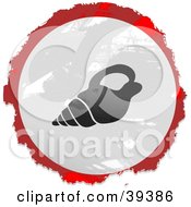 Poster, Art Print Of Grungy Red White And Black Circular Conch Shell Sign