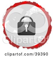 Poster, Art Print Of Grungy Red White And Black Circular Lock Sign