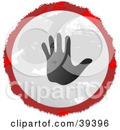 Clipart Illustration Of A Grungy Red White And Black Circular Waving Hand Sign by Prawny