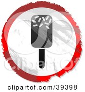 Clipart Illustration Of A Grungy Red White And Black Circular Ice Lolly Sign