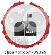 Clipart Illustration Of A Grungy Red White And Black Circular Mailbox Sign