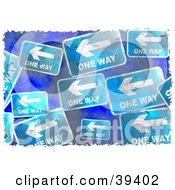 Clipart Illustration Of A Background Of Grungy Blue One Way Signs