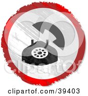 Poster, Art Print Of Grungy Red White And Black Circular Landline Phone Sign