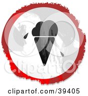 Poster, Art Print Of Grungy Red White And Black Circular Ice Cream Sign