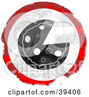 Clipart Illustration Of A Grungy Red White And Black Circular Pizza Sign by Prawny