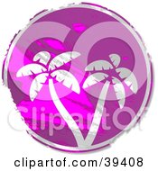 Poster, Art Print Of Grungy Purple Circular Palm Tree Sign