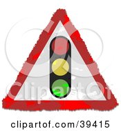 Clipart Illustration Of A Grungy Triangular Traffic Light Sign