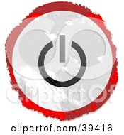 Poster, Art Print Of Grungy Red White And Black Circular Power Button Sign