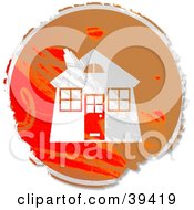 Poster, Art Print Of Grungy Red And Orange Circular Home Sign