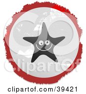 Clipart Illustration Of A Grungy Red White And Black Circular Starfish Sign