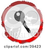 Poster, Art Print Of Grungy Red White And Black Circular Key Sign